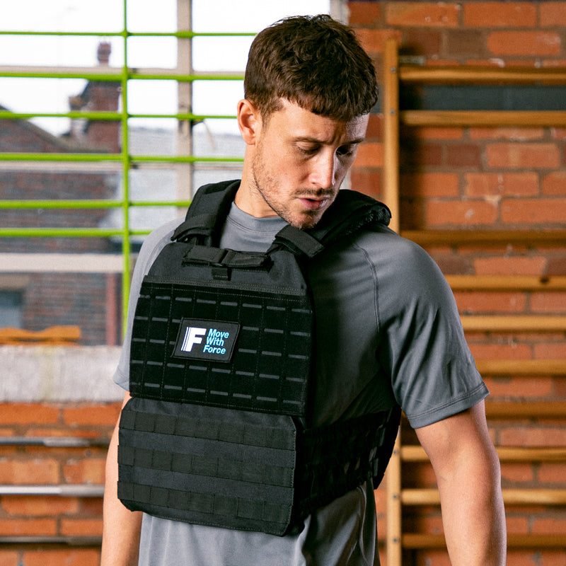 black weighted vest in use